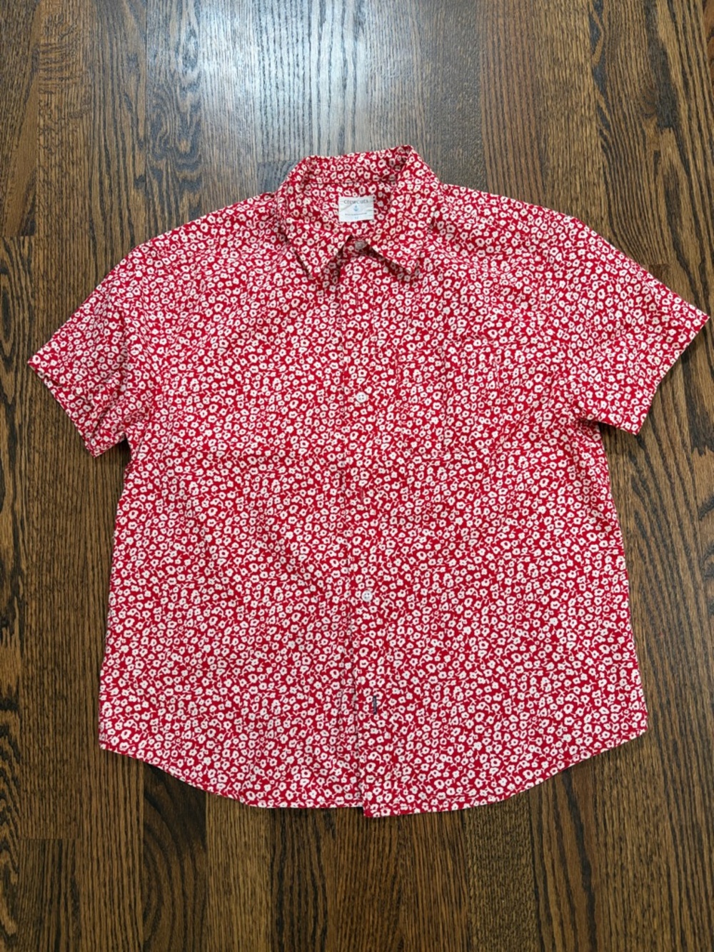 Teen Red Floral Short-Sleeve Button-Up Shirt